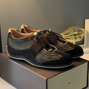 Louis Vuitton Black and Brown Sneakers with Leather Accents
